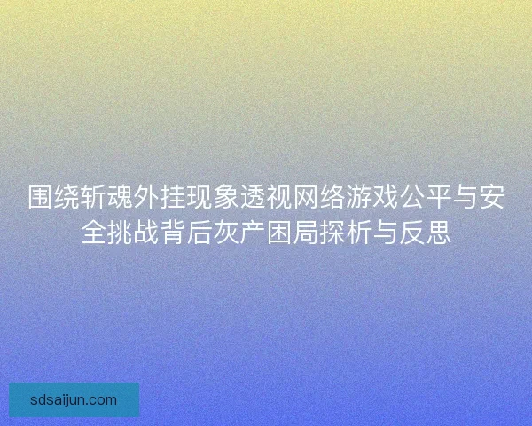 围绕斩魂外挂现象透视网络游戏公平与安全挑战背后灰产困局探析与反思