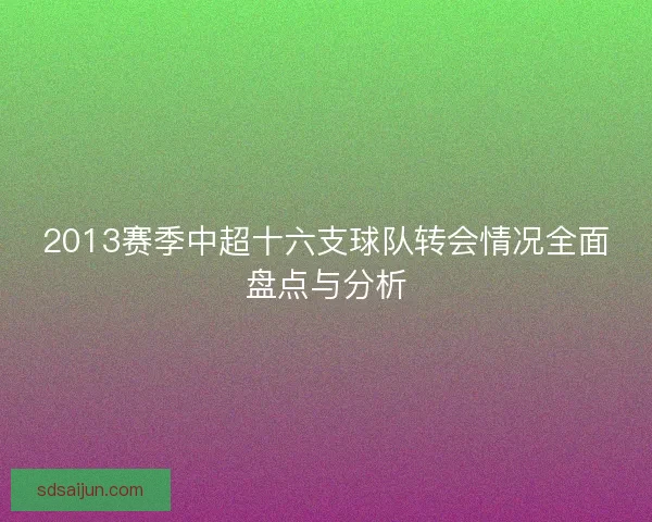 2013赛季中超十六支球队转会情况全面盘点与分析 2013赛季中超十六支球队转会情况全面盘点与分析